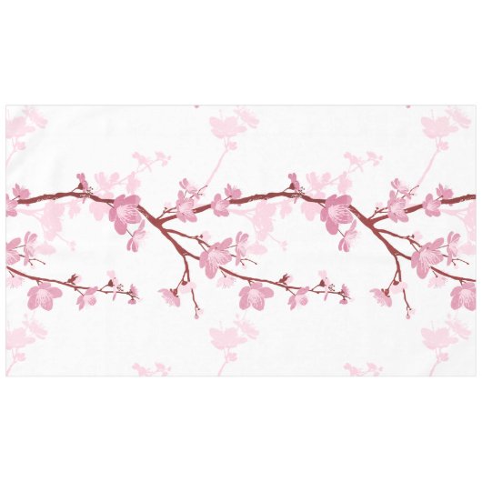 さくらんぼ日本のの花、穏やかなピンクのガーリー花。 テーブルクロス (正面(横))