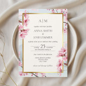 さくらんぼ日本のエレガント金ゴールド結婚ズ 招待状