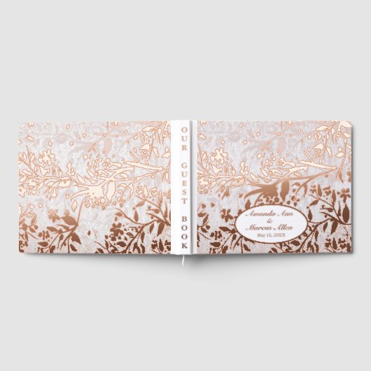 さくらんぼ日本のバラゴールドフォイル結婚ズ ゲストブック (全面)