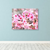 さくらんぼ日本のフローラピンク キャンバスプリント (インサイチュ (ウッドフロア))