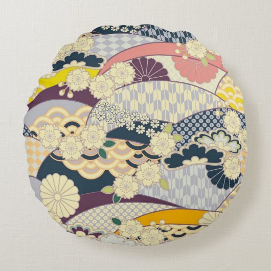 さくらんぼ日本のフローラ赤白 ラウンドクッション (正面)