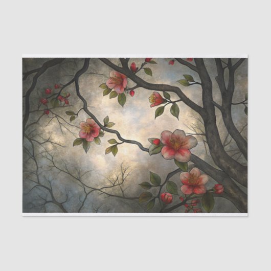 さくらんぼ日本のブロッサムアジアスタイルデカップージ 薄葉紙 (正面)