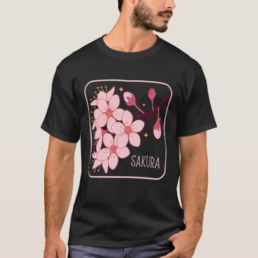 さくらんぼ日本のブロッサムフラワー桜ツリー花見 Tシャツ (正面)