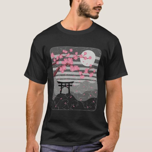 さくらんぼ日本のブロッサム桜サムライ Tシャツ (正面)