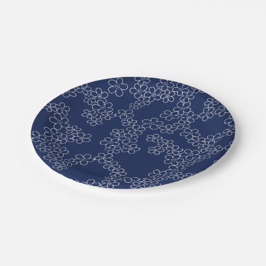 さくらんぼ日本のブロッサム桜ホワイトオンブルー ペーパープレート (アングル)