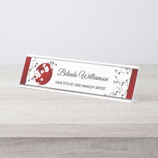 さくらんぼ日本の咲き日 デスクネームプレート (正面)