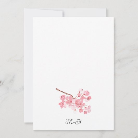 さくらんぼ日本の桜ピンクの花 招待状 (裏面)