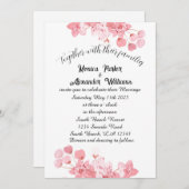 さくらんぼ日本の桜ピンクの花 招待状 (正面/裏面)