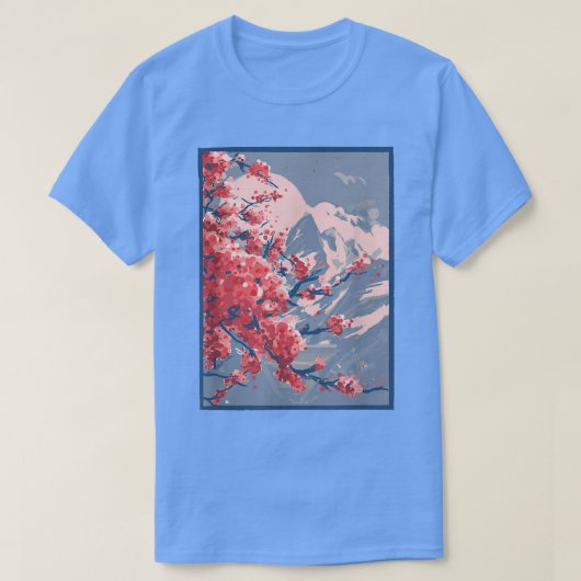 さくらんぼ日本の桜マウンテンエステティック Tシャツ (デザイン正面)