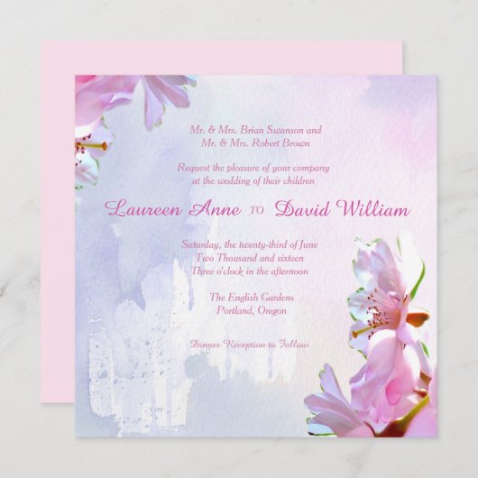 さくらんぼ日本の花ズカスタムウェディング招待状 招待状 (正面/裏面)