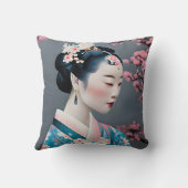 さくらんぼ日本の花園の芸者 クッション (裏面)