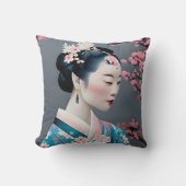 さくらんぼ日本の花園の芸者 クッション (正面)