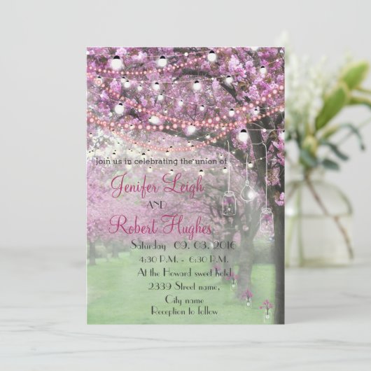 さくらんぼ春の結婚式 招待状 (スタンド正面)