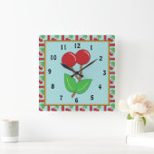 さくらんぼ時計 スクエア壁時計 (ホーム)