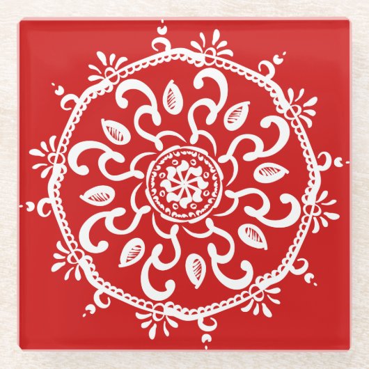 さくらんぼ曼荼羅 ガラスコースター (正面)