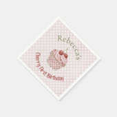 さくらんぼ最初の誕生日コケット水の色カップケーキ スタンダードカクテルナプキン (角)