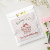 さくらんぼ最初の誕生日コケット水の色カップケーキ フェイバーバッグ (封をした状態)