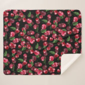 さくらんぼ果実オン黒 シェルパブランケット (正面(横))