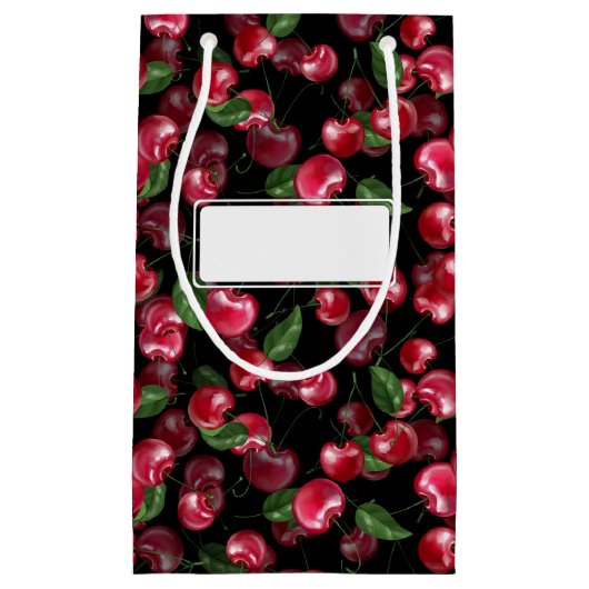 さくらんぼ果実オン黒 スモールペーパーバッグ (正面)
