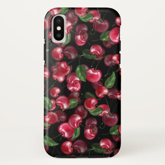 さくらんぼ果実オン黒 Case-Mate iPhoneケース (裏面)