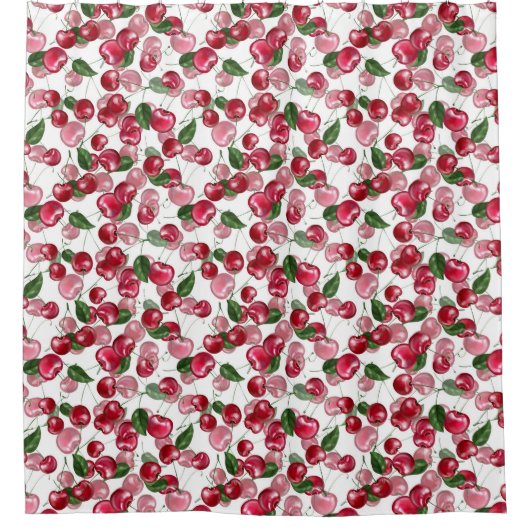 さくらんぼ果実模様 シャワーカーテン (正面)