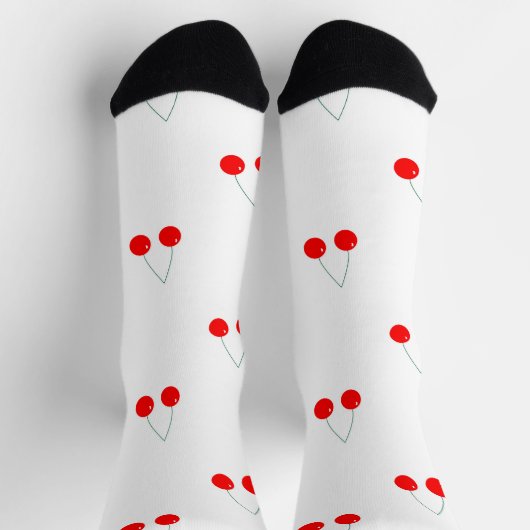 さくらんぼ果実模様 ソックス (上部)