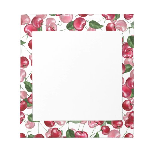 さくらんぼ果実模様 ノートパッド (正面)