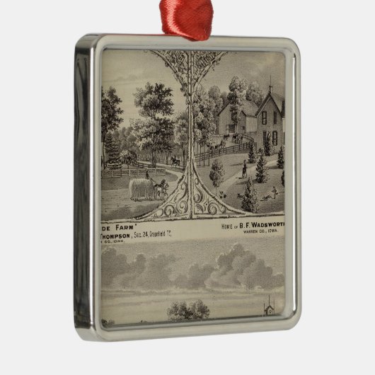 さくらんぼ果樹園、山腹の農場 メタルオーナメント (右)