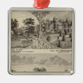 さくらんぼ果樹園、山腹の農場 メタルオーナメント (正面)