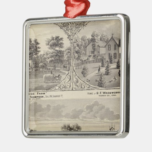 さくらんぼ果樹園、山腹の農場 メタルオーナメント (左)