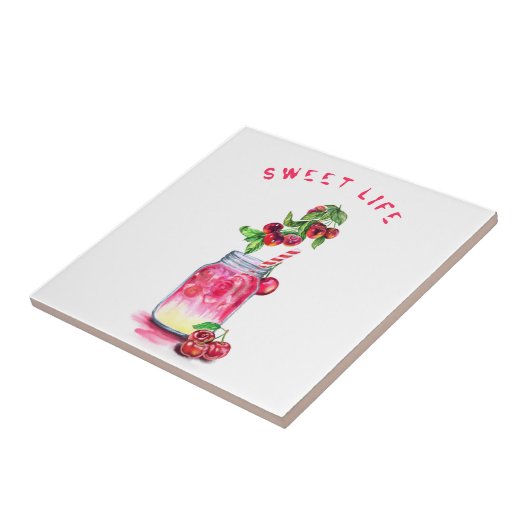 さくらんぼ果汁カッコいい飲料フルーツセラミックタイル タイル (側面)