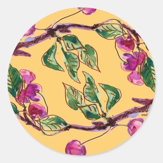 さくらんぼ枝 ラウンドシール (正面)