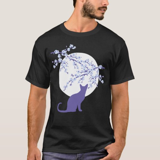 さくらんぼ桜フルムーンキャット3 Tシャツ (正面)