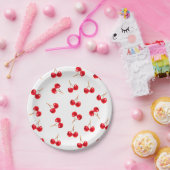 さくらんぼ模様の鮮やかな色 ペーパープレート (パーティー)