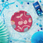 さくらんぼ模様 ペーパープレート (パーティー)