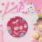 さくらんぼ模様 ペーパープレート (パーティー)