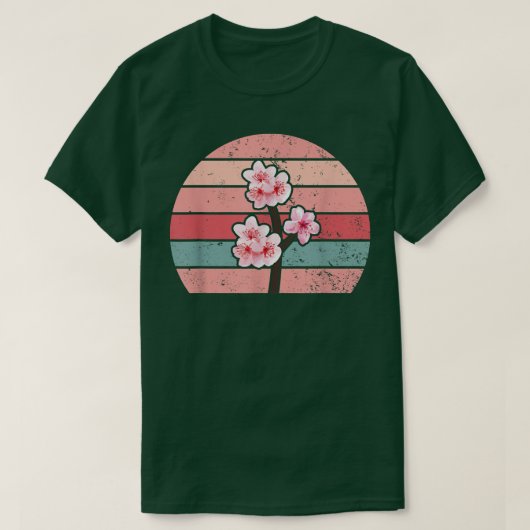 さくらんぼ樹花桜花ヴィンテージミニマル Tシャツ (デザイン正面)