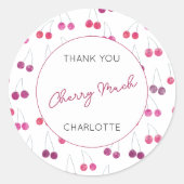 さくらんぼ水の色パーソナライズされたありがとう ラウンドシール (正面)