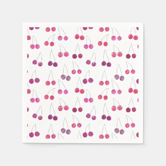 さくらんぼ水彩パーティー スタンダードカクテルナプキン (正面)