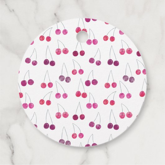 さくらんぼ水彩赤ちゃんシャワーパーソナライズされた フェイバータグ (裏面)