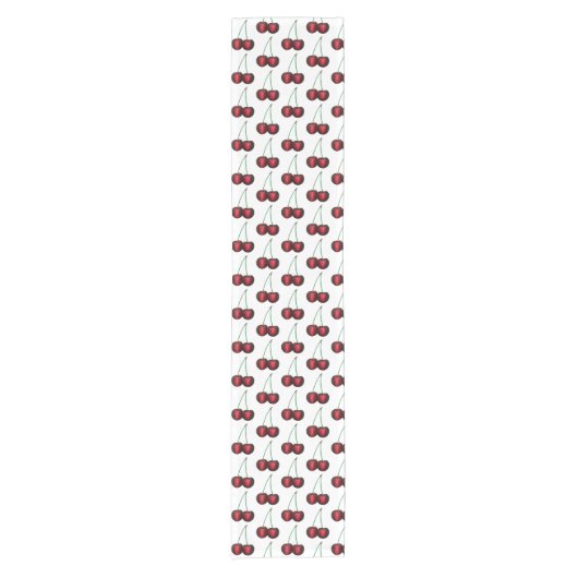 さくらんぼ熟した赤さくらんぼサマーフルーツプリント ショートテーブルランナー (正面)