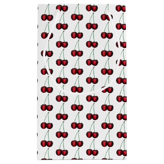 さくらんぼ熟した赤さくらんぼサマーフルーツプリント スモールペーパーバッグ (裏面)