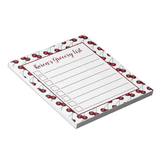 さくらんぼ熟した赤さくらんぼサマーフルーツプリント ノートパッド (アングル)