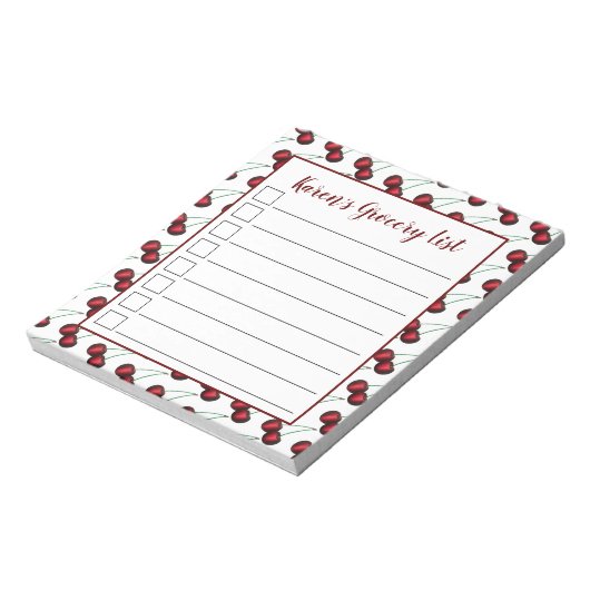 さくらんぼ熟した赤さくらんぼサマーフルーツプリント ノートパッド (回転)