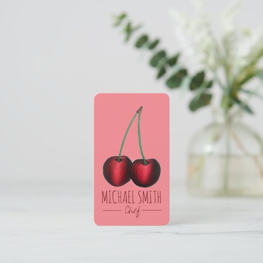 さくらんぼ熟した赤さくらんぼフルーツシェフホームメイドジャム 名刺 (スタンド正面)