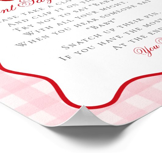 さくらんぼ甘いピンクコケット弓はベビーのサインを言わない ポスター (角)