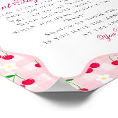 さくらんぼ甘いピンクコケット弓はベビーのサインを言わない ポスター (角)