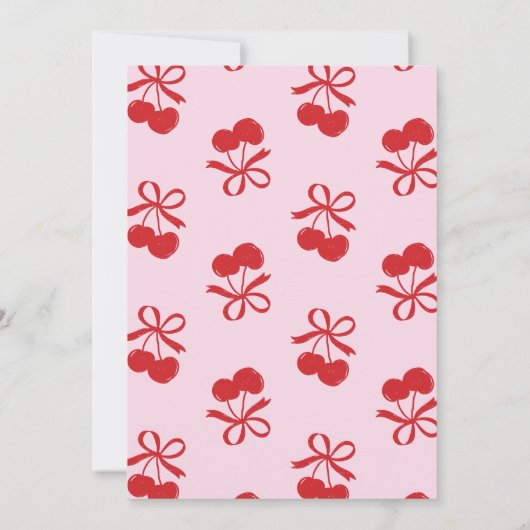 さくらんぼ甘エレガントい手描きベビーガールシャワー 招待状 (裏面)