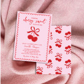 さくらんぼ甘エレガントい手描きベビーガールシャワー 招待状