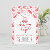 さくらんぼ第1の誕生日パーティーコケットさくらんぼ誕生日 招待状 (スタンド正面)